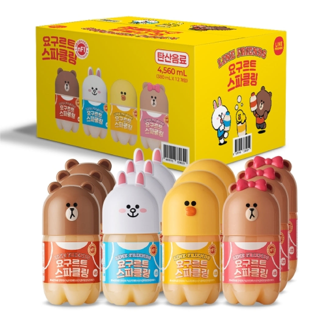 LINE FRIENDS sparkling yogurt drink 380ml x12 Korean