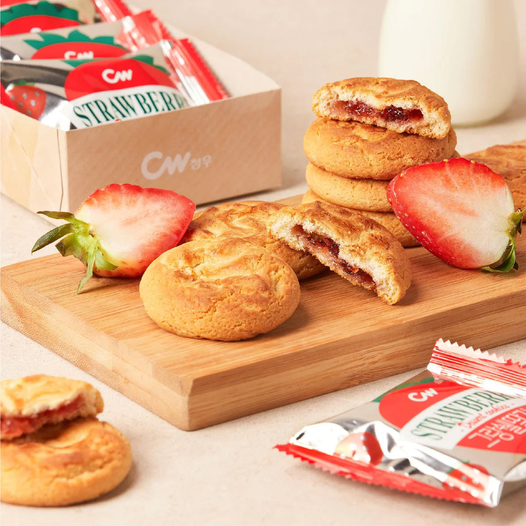 Strawberry cream biscuit cookie snack