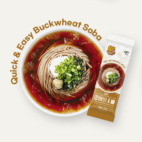 Korean bibim and buckwheat soba style easy noodles