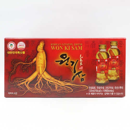Korean Ginseng Drink – Won Ki Sam (120 ml × 10 Bottles)