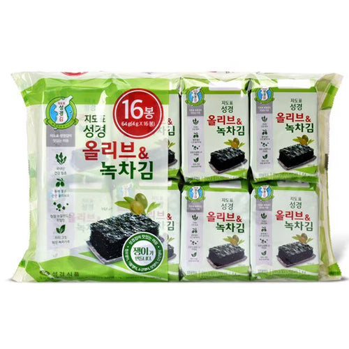 Sung Gyung Olive & Green Tea Seasoned Roasted Seaweed