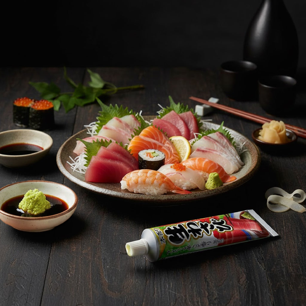 Wasabi Paste served with Fresh Sushi and Sashimi
