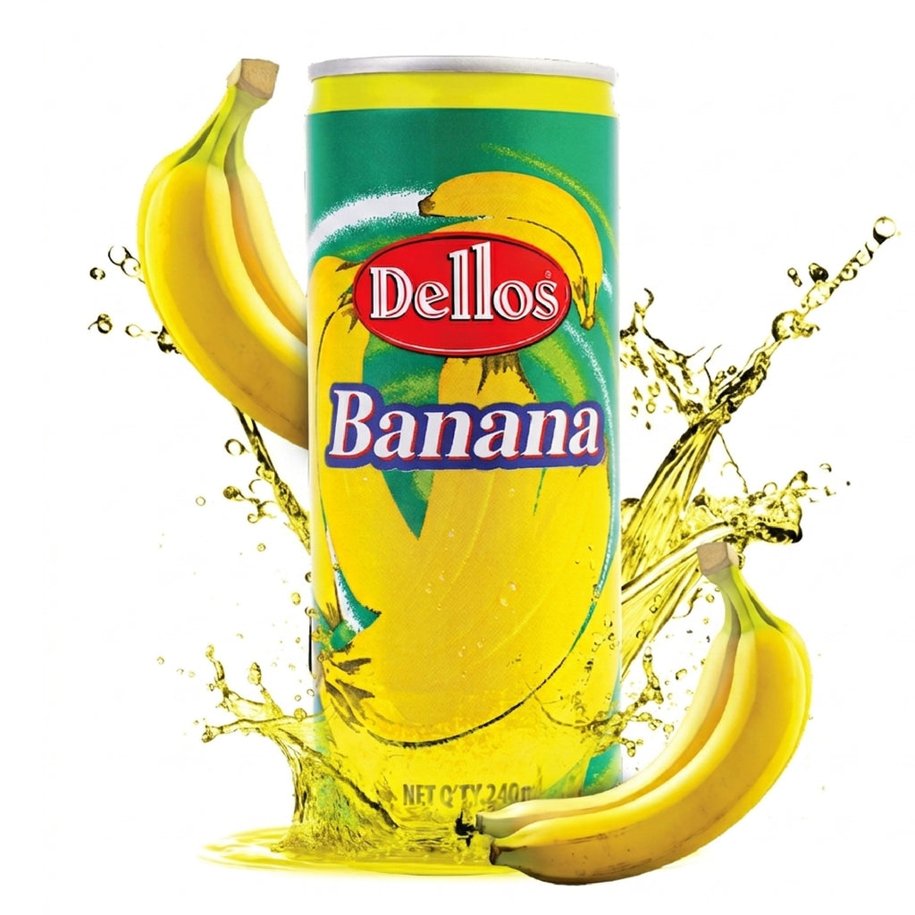 DELLOS Banana Fruit Drink 240ml x 24can - Maydaymall