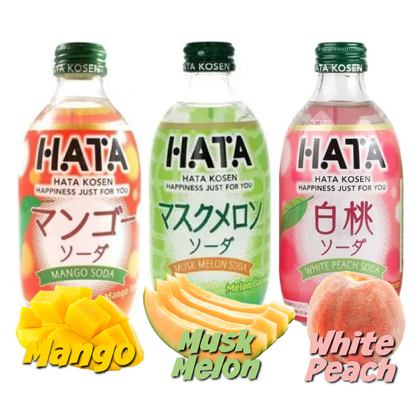 Hatakosen Fruit Soda 300ml - Mango Melon Peach Flavors