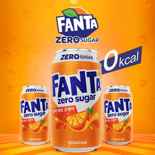 Zero sugar Fanta soda orange pineapple peach flavours