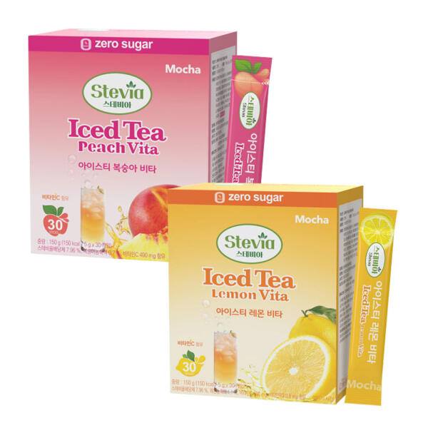 Stevia Zero Sugar Iced Tea Sticks 5g x 30 Sticks–Lemon/Peach