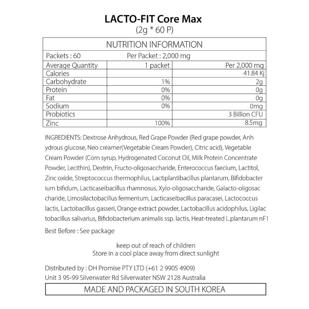 Lacto-Fit Probiotics Core Max (60 Sticks) - MayDay Mall