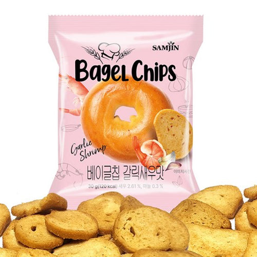 Samjin Bagel Chips Garlic Shrimp 30g - Maydaymall