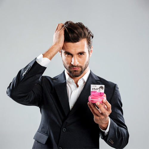 Mens Hair Styled with Gatsby Moving Rubber for Hold