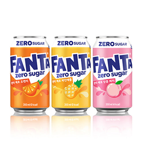 Zero sugar Fanta soda orange pineapple peach flavours
