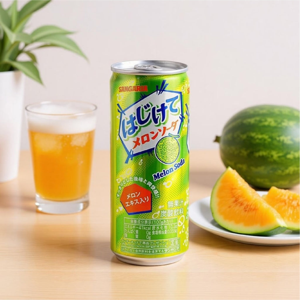 Refreshing Japanese sparkling soda Hajikete by Sangaria