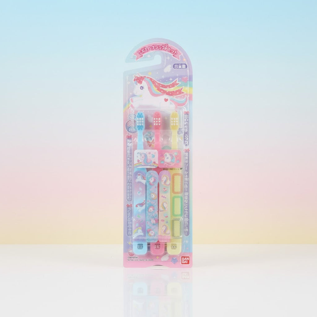 3pcs Kids Toothbrush Glitter Unicorn with Soft Bristles